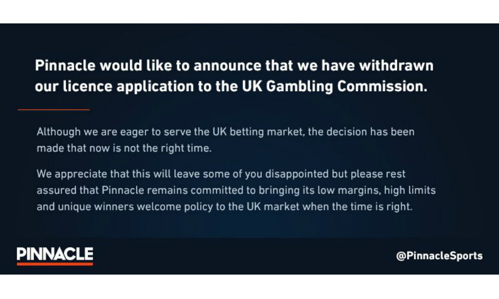 Pinnacle withdraws from UKGC application process