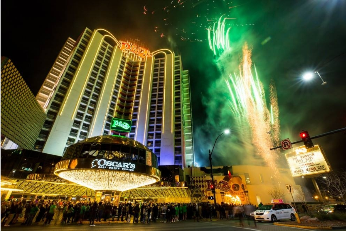 Plaza Hotel & Casino celebrates St. Patrick’s Day with green fireworks and dome party