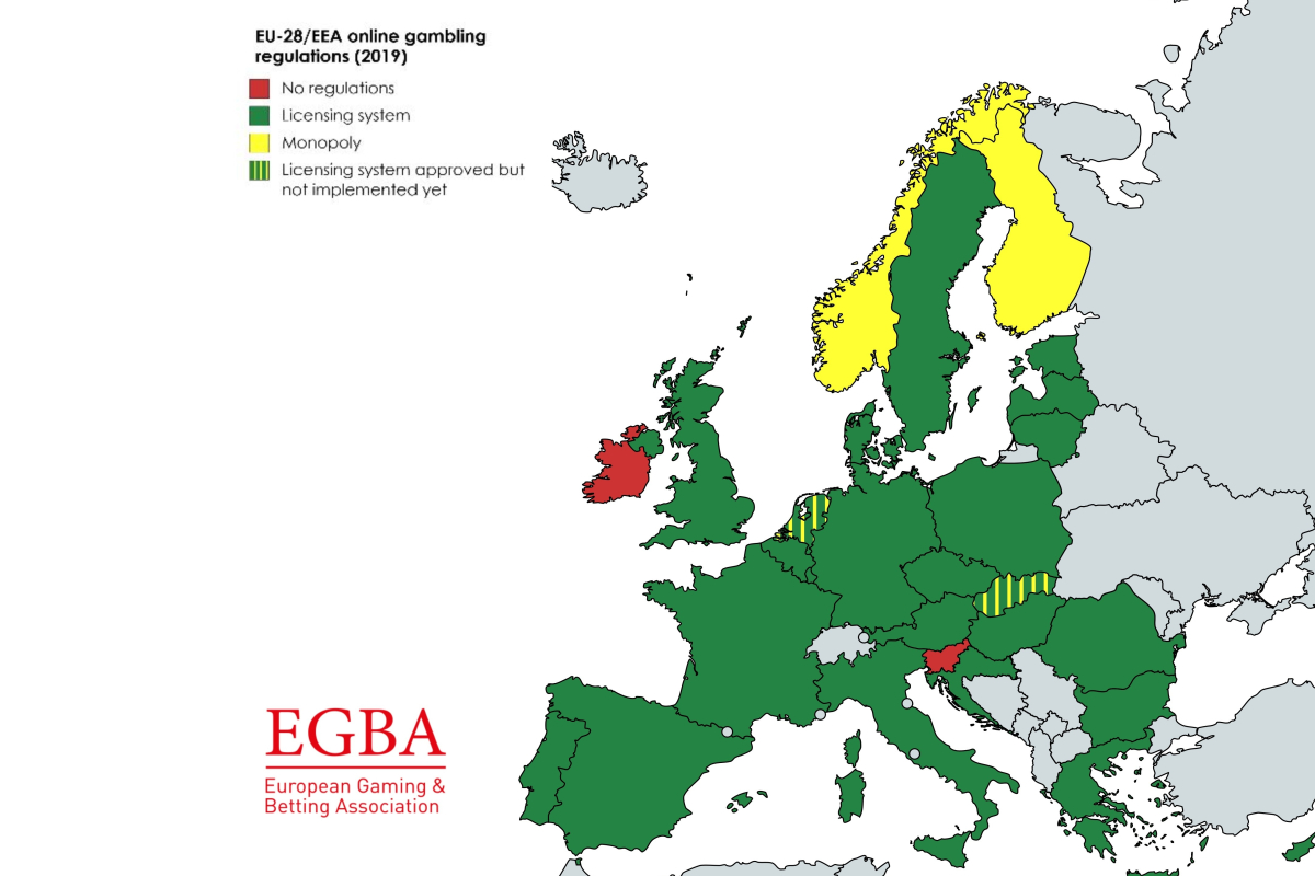 EGBA Publishes Overview Map Of Europe’s Online Gambling Licensing Regimes