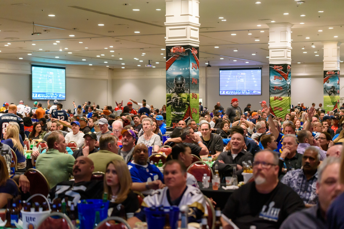 Buffet, open bar and satellite sports betting stations at the Plaza Hotel & Casino’s Big Game Viewing Party, Feb. 2