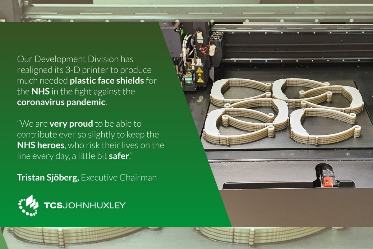 TCSJOHNHUXLEY to Produce Face Shields for NHS Healthcare Workers