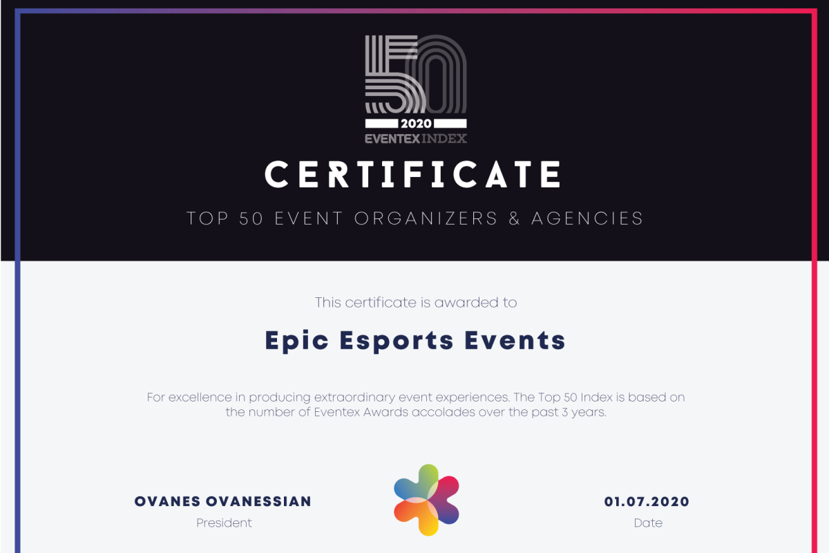 Epic Esports Events Ranked 15th Among The 50 Best Event Companies In The World By Global Eventex Awards European Gaming Industry News - how to make a rank management center on roblox