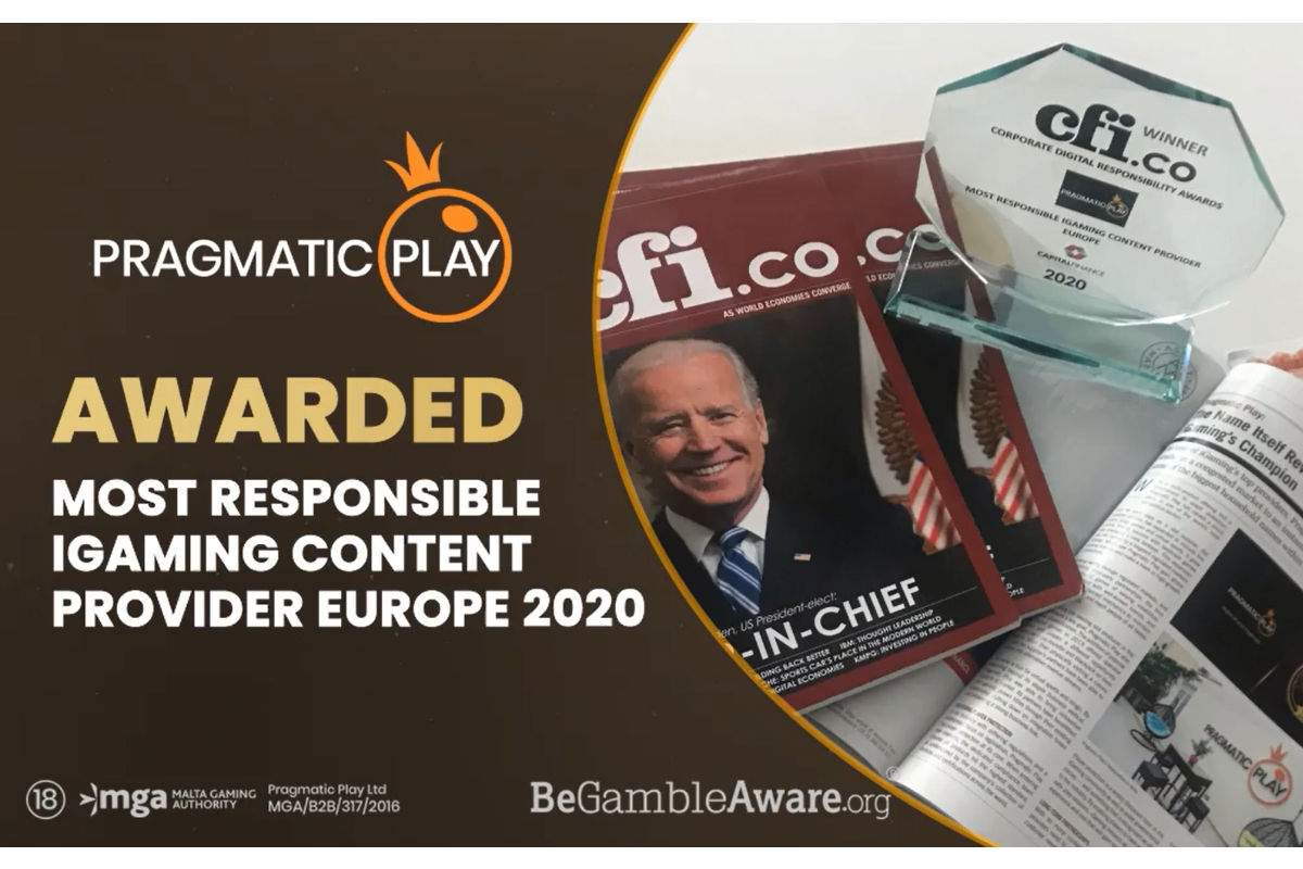 Pragmatic Play Awarded the Most Responsible iGaming Content Provider in Europe by CFI.co