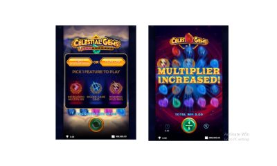 Celestial Gems, a way game that allows you to choose your winning bonus feature and win up to 9,720x in wager