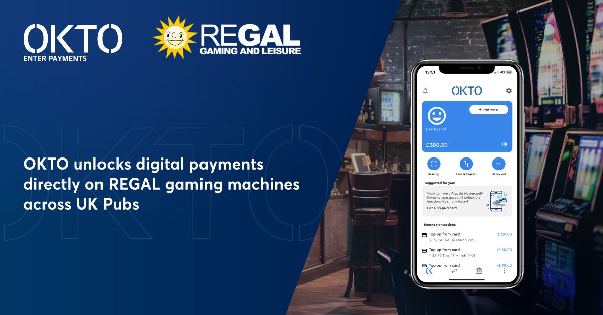 OKTO unlocks digital payments directly on REGAL gaming machines across UK Pubs