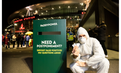 Paddy Power unveil COVID test amnesty box outside Emirates