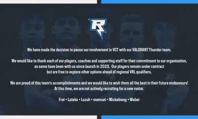 Rix.GG will pause VALORANT Thunder project