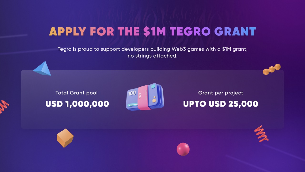 Web3 Games Marketplace Tegro Reveals $1 Million Grant for Game Developers