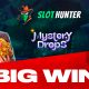 A Slot Hunter player wins a Mega Prize on Mystery Drops