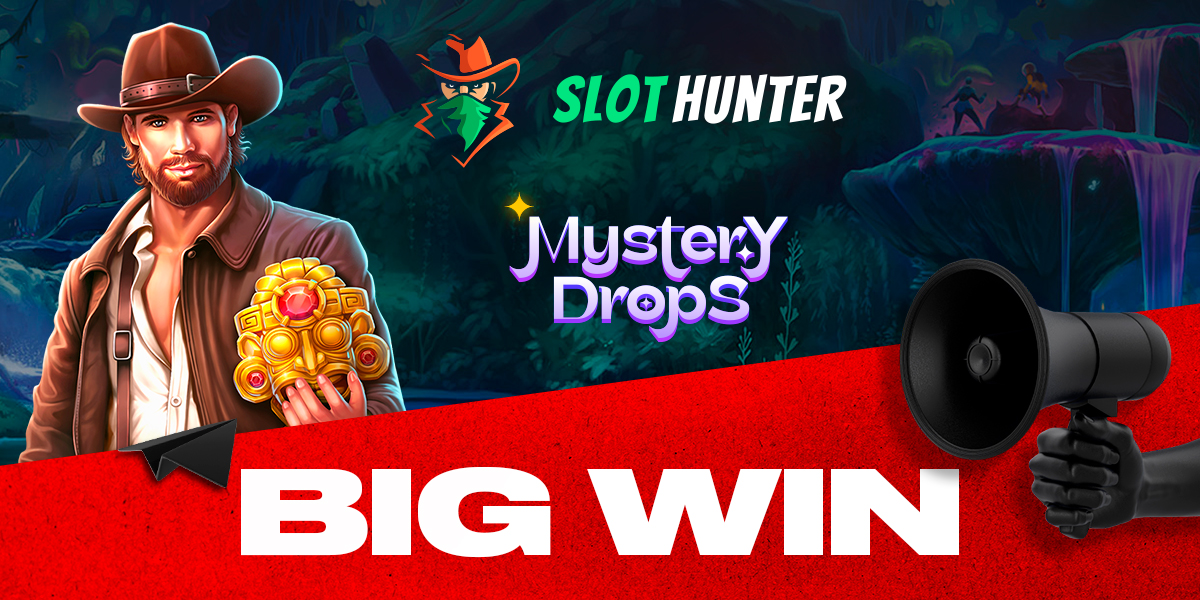 A Slot Hunter player wins a Mega Prize on Mystery Drops