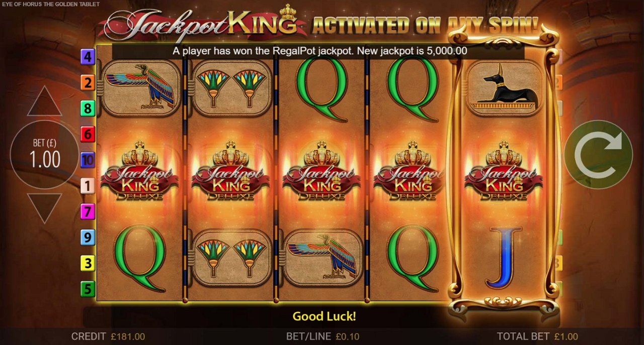 Blueprint Gaming invokes wins from the gods in Eye of Horus The Golden Tablet Jackpot King