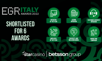 BETSSON GROUP SHORTLISTED FOR 6 AWARDS AT EGR ITALY AWARDS 2022