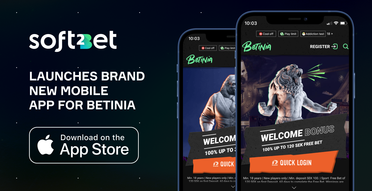 Soft2Bet launches a new Mobile App for Swedish brand, Betinia