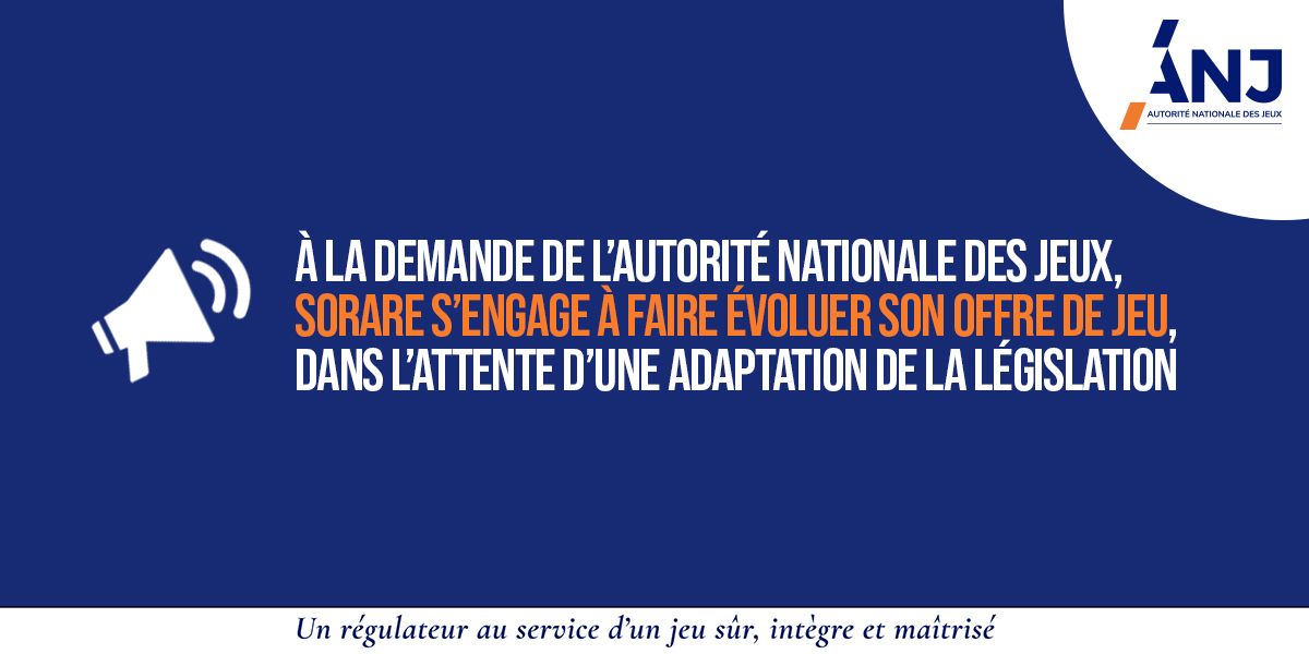 At the request of the French national gambling authority (ANJ), SORARE undertakes to evolve its gaming offer, pending adaptation of the legislation