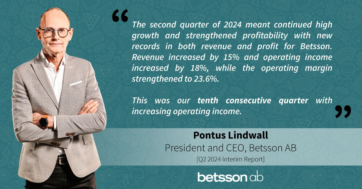 BETSSON AB (PUBL) INTERIM REPORT JANUARY - JUNE 2024