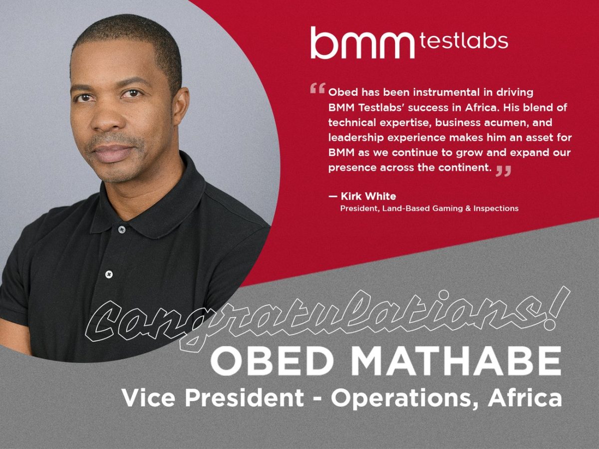 BMM Testlabs Promotes Obed Mathabe to Vice President ─ Operations, Africa