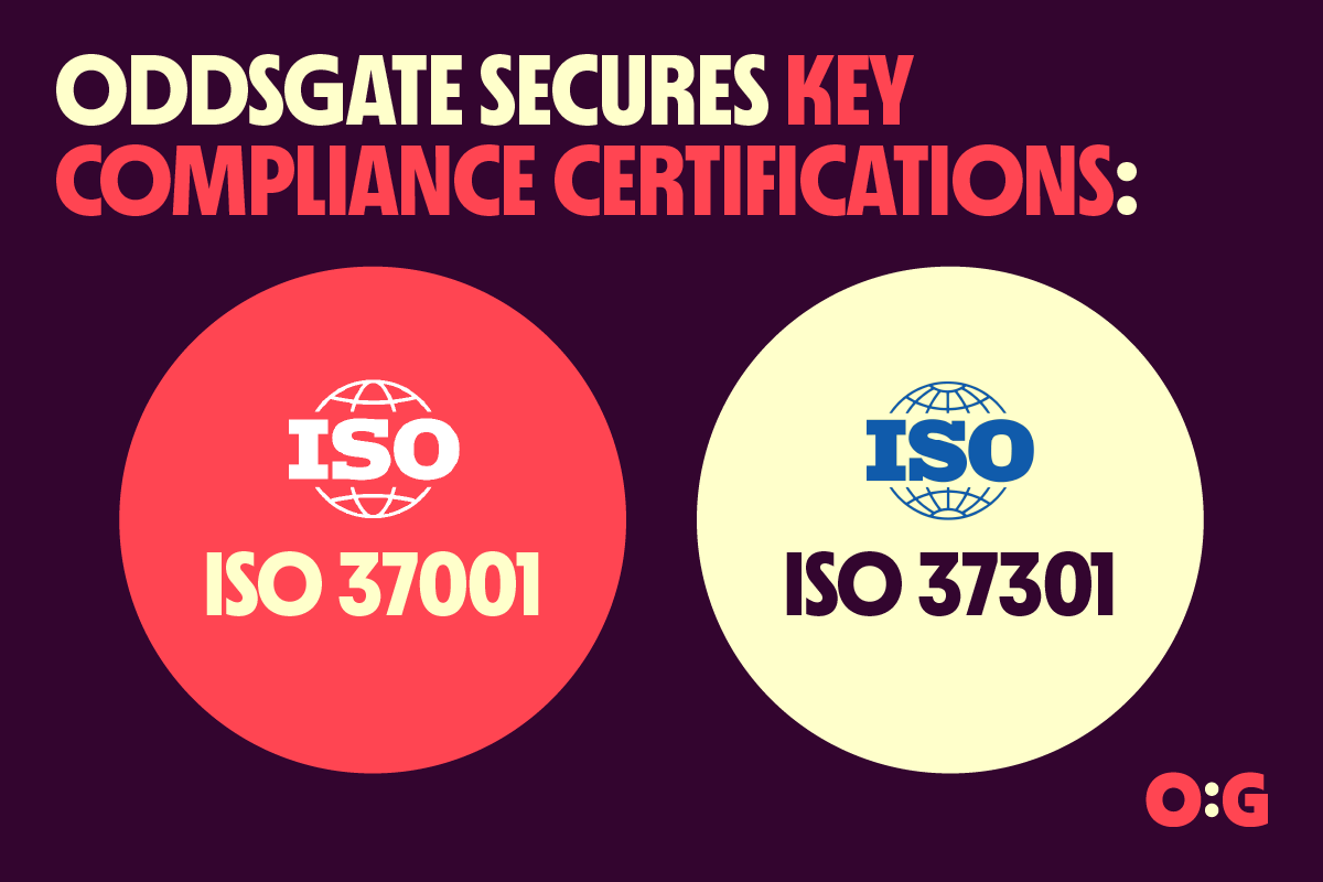 Oddsgate earns key ISO 37001 and ISO 37301 certifications